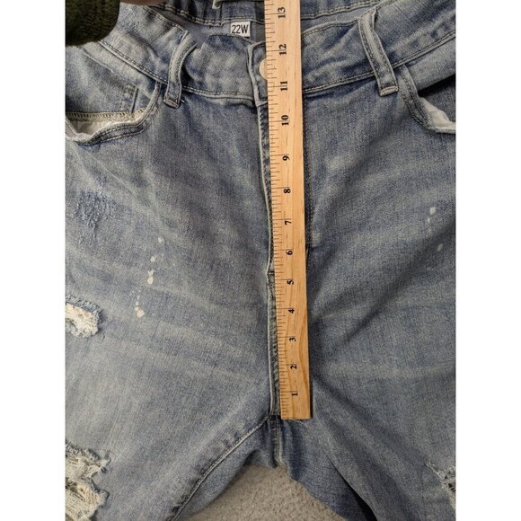 Judy Blue Skinny Jeans Lace Patch Womens 22W Bleach Splash Destroyed Distressed - Picture 9 of 16